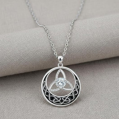 ✨ 50% OFF NOW! 💍 Vintage Celtic Knot Necklace – 925 Silver & Sparkling CZ – Timeless Symbol of Love 🎁