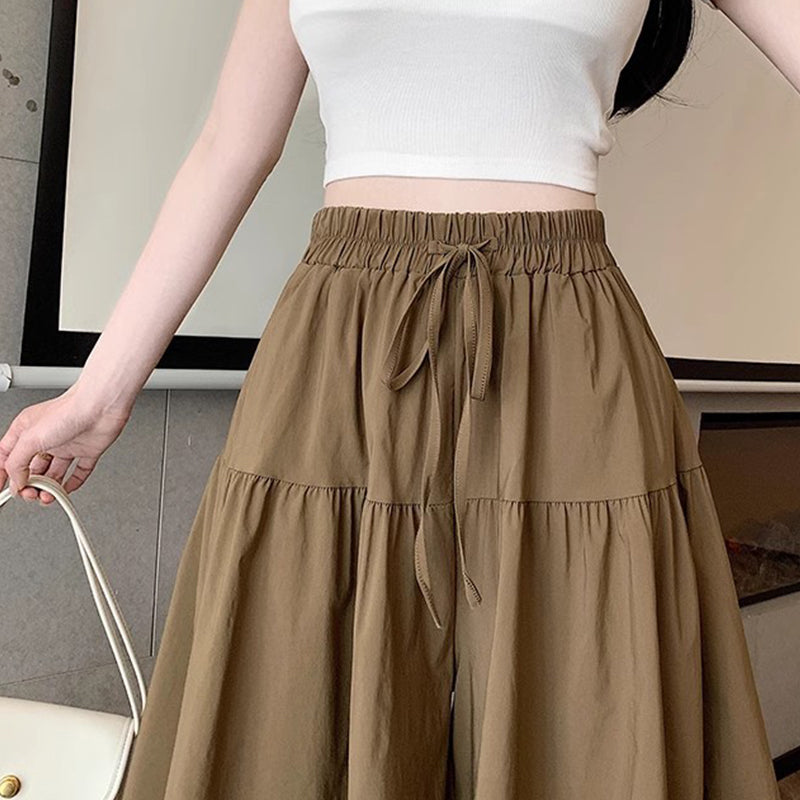 👗 ¡50% DE DESCUENTO AHORA! 🌸 Falda Pantalón de Pierna Ancha con Volantes y Cintura Alta – Ajuste Regulable y Silueta en A Favorecedora 🎀