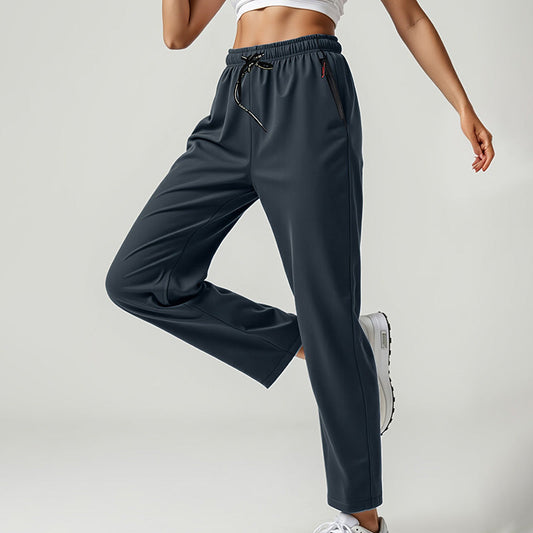 👖 ¡OFERTA LIMITADA 50% DTO! 💥 Pantalones Deportivos de Cintura Alta y Tela Ligera para Mujer – Bolsillos con Cremallera, Pierna Recta, Transpirables ✨
