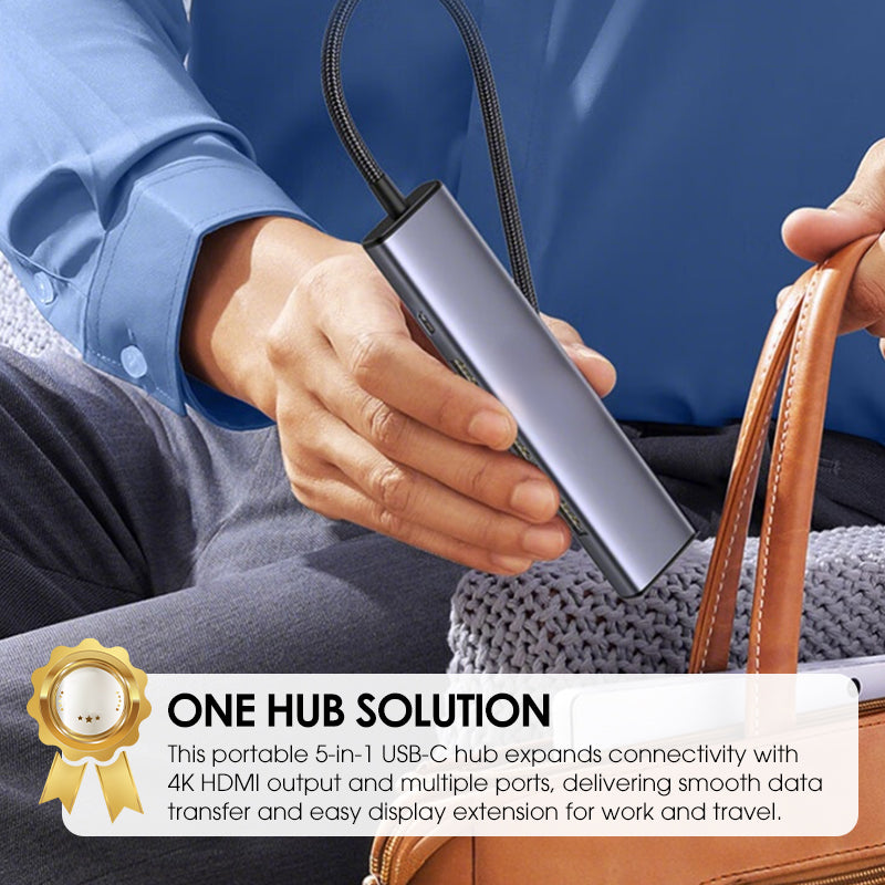 Hub USB-C Portátil 5 en 1 con Salida HDMI 4K