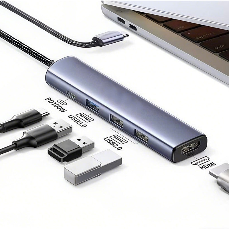 Hub USB-C Portátil 5 en 1 con Salida HDMI 4K