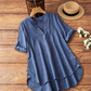 👚 ¡OFERTA POR TIEMPO LIMITADO 50% DE DESCUENTO! 💥 Blusa Casual Holgada con Cuello en V para Mujer – Mangas Enrollables, Dobladillo Asimétrico, Botones Laterales ✨