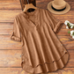 👚 ¡OFERTA POR TIEMPO LIMITADO 50% DE DESCUENTO! 💥 Blusa Casual Holgada con Cuello en V para Mujer – Mangas Enrollables, Dobladillo Asimétrico, Botones Laterales ✨