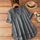 👚 ¡OFERTA POR TIEMPO LIMITADO 50% DE DESCUENTO! 💥 Blusa Casual Holgada con Cuello en V para Mujer – Mangas Enrollables, Dobladillo Asimétrico, Botones Laterales ✨