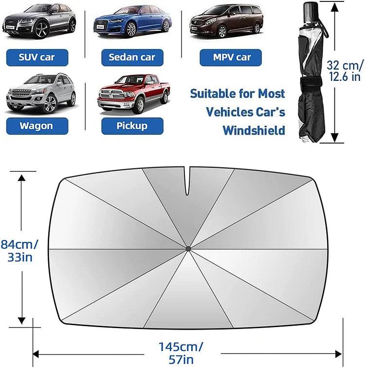 🌂¡50% OFF! ☀️ Parasol Plegable para Parabrisas de Coche – Bloquea UV, se Plegable en Segundos y Protege el Tablero 🚗