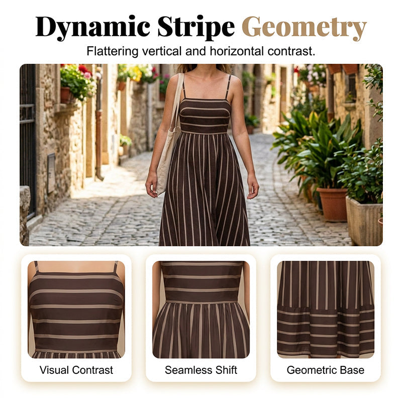 ⏳ Oferta por Tiempo Limitado ⏰ Vestido Maxi Cami de Rayas Adelgazante | Visualmente Alargador | Talla Favorecedora para Todas
