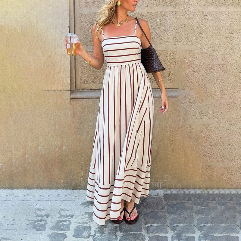 ⏳ Oferta por Tiempo Limitado ⏰ Vestido Maxi Cami de Rayas Adelgazante | Visualmente Alargador | Talla Favorecedora para Todas