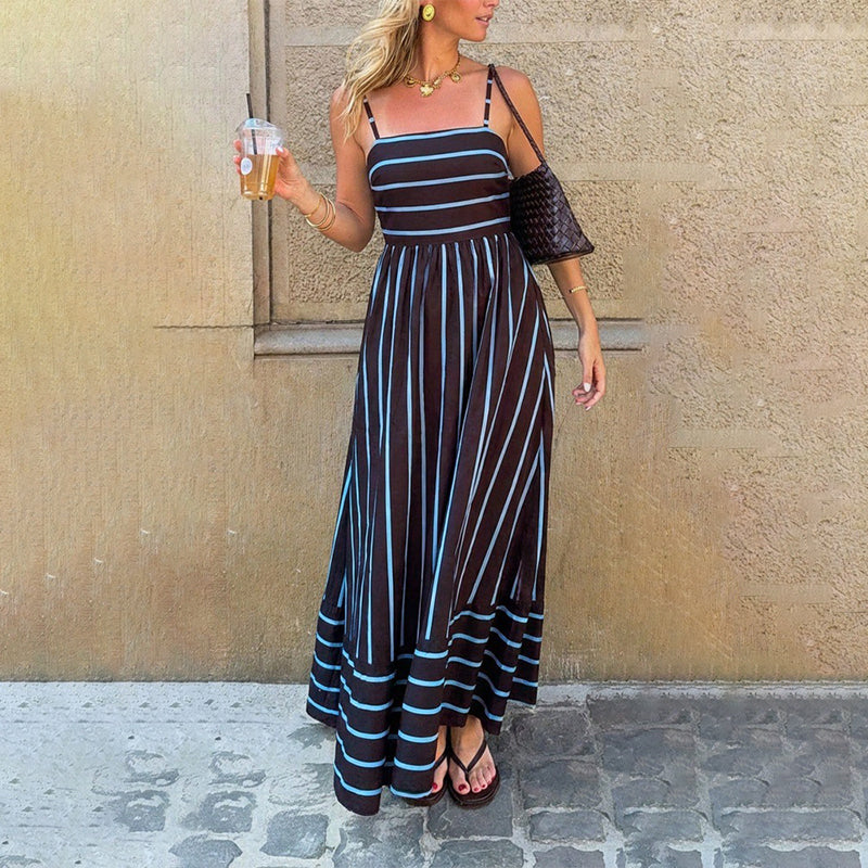 ⏳ Oferta por Tiempo Limitado ⏰ Vestido Maxi Cami de Rayas Adelgazante | Visualmente Alargador | Talla Favorecedora para Todas