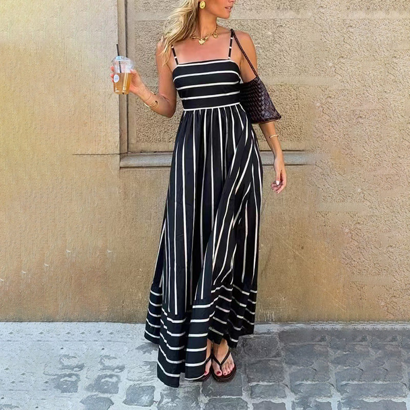 ⏳ Oferta por Tiempo Limitado ⏰ Vestido Maxi Cami de Rayas Adelgazante | Visualmente Alargador | Talla Favorecedora para Todas