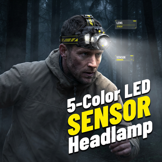 🔦 ¡50% DTO AHORA! ✨ Linterna Frontal LED Recargable de 5 Colores – Sensor de Movimiento y Modos Pesca/UV 💡