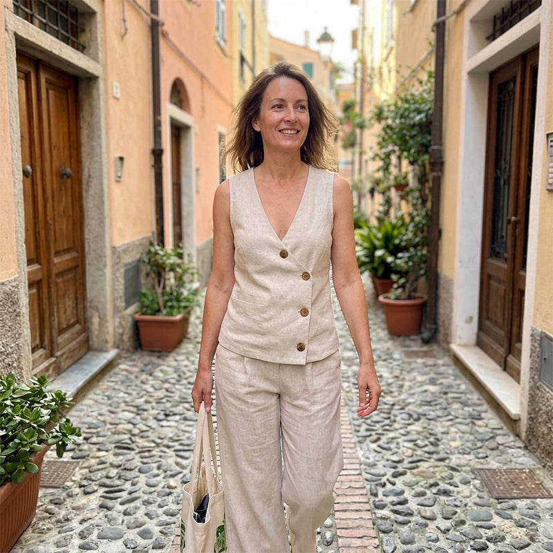 Conjunto Elegante de Chaleco y Pantalón para Mujer