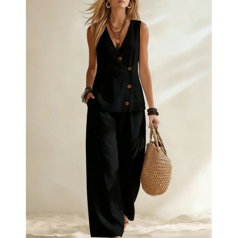 Conjunto Elegante de Chaleco y Pantalón para Mujer