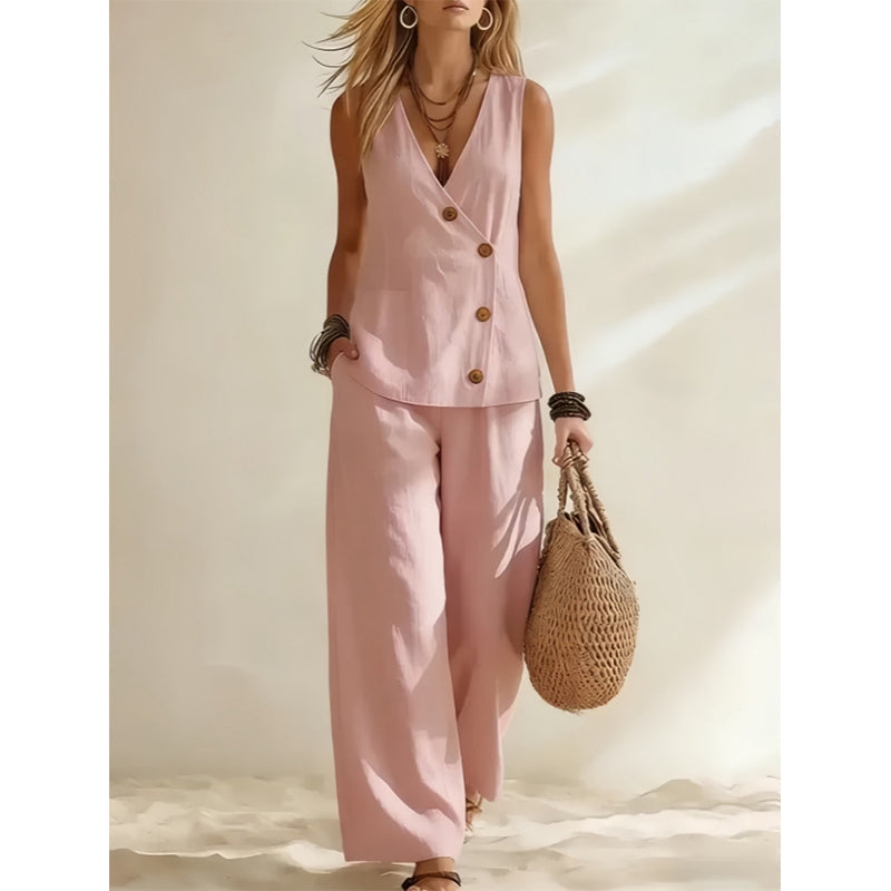 Conjunto Elegante de Chaleco y Pantalón para Mujer