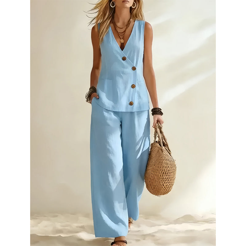 Conjunto Elegante de Chaleco y Pantalón para Mujer