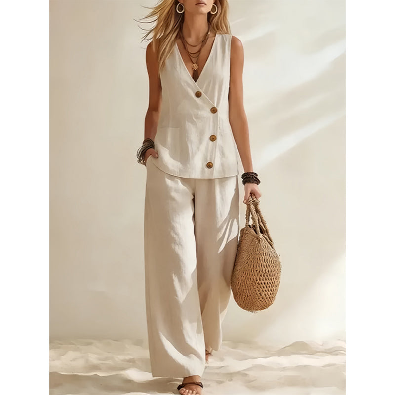 Conjunto Elegante de Chaleco y Pantalón para Mujer