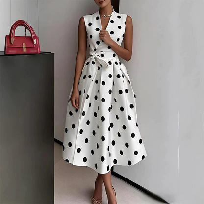 📢📢¡¡50% DE DESCUENTO!! ⏰Vestido sin Mangas con Escote en V y Estampado de Lunares para Mujer