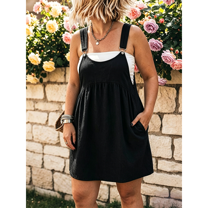 👗 ¡50% DE DESCUENTO POR TIEMPO LIMITADO! 💥 Vestido Peto Casual para Mujer – Denim Sintético, Corte Holgado, Versátil ✨