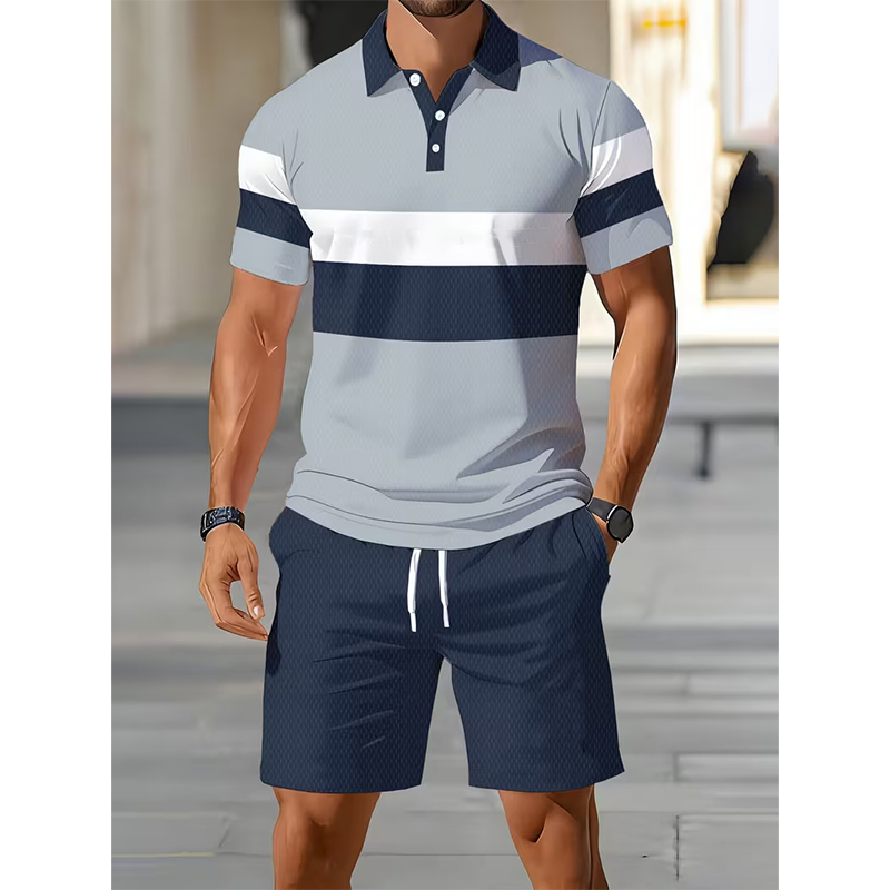 👕 Conjunto de camisa y pantalones cortos 2 piezas para hombre – cómodo, transpirable y versátil para verano, ocio y viajes ☀️🩳