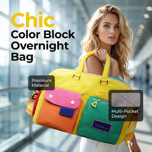 ⏳¡Oferta por Tiempo Limitado!⏰ Bolsa de Viaje Casual Color Block – Espaciosa y Duradera – Ideal para Gimnasio, Viajes o Escapadas de Fin de Semana – Ligera con Asas 🧳