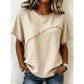 👚 ¡OFERTA LIMITADA 50% OFF! 💥 Top de Verano para Mujer con Paneles de Borde Sin Rematar – Cuello Redondo, Corte Holgado, Estilo Atrevido ✨