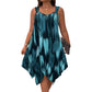 👗 ¡OFERTA POR TIEMPO LIMITADO 50% DE DESCUENTO! 💥 Vestido Sin Mangas con Estampado Degradado Elegante – Dobladillo Asimétrico, Tirantes con Argolla, Corte Fluido ✨