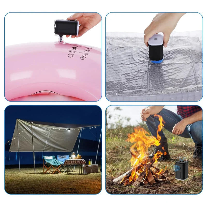 🏕️  Bomba de aire recargable de camping - luz led, inflación rápida, compacto - pago en efectivo 🔋