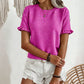 👚 ¡OFERTA LIMITADA 50% DE DESCUENTO! 💥 Top de Verano con Manga con Volantes para Mujer – Cuello Redondo, Texturizado, Resistente a las Arrugas ✨