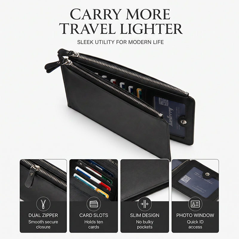 👝 ¡OFERTA LIMITADA 50% OFF! 💥 Billetera Larga y Delgada para Hombre – Perfil Fino, Múltiples Ranuras para Tarjetas, Acabado Premium ✨