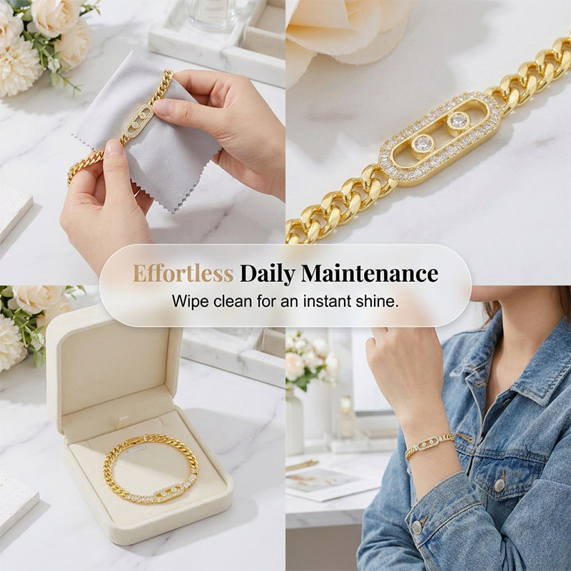 Women's Gold-Tone Cubic Zirconia Chain Bracelet