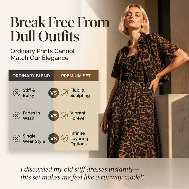 👗 ¡OFERTA POR TIEMPO LIMITADO 50% DE DESCUENTO! 💥 Conjunto de Vestido de Dos Piezas con Estampado de Leopardo para Mujer – Chic Salvaje, Coordinado y Versátil ✨