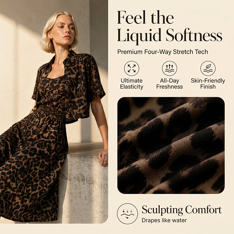 👗 ¡OFERTA POR TIEMPO LIMITADO 50% DE DESCUENTO! 💥 Conjunto de Vestido de Dos Piezas con Estampado de Leopardo para Mujer – Chic Salvaje, Coordinado y Versátil ✨