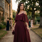 👗 LIMITED-TIME 50% OFF! 💥 Women's Elegant Cold Shoulder Flowy Maxi Dress – Off-Shoulder, Cinched Waist, Spaghetti Straps ✨