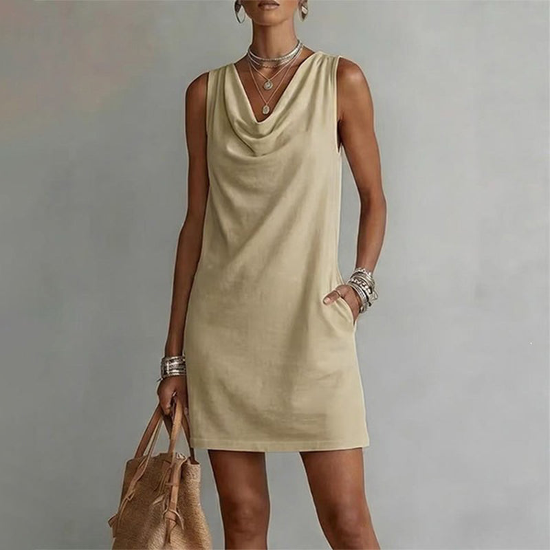 Vestido de cuello de vaca elegante de ajuste delgado