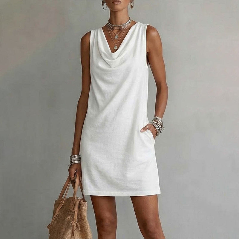Vestido de cuello de vaca elegante de ajuste delgado