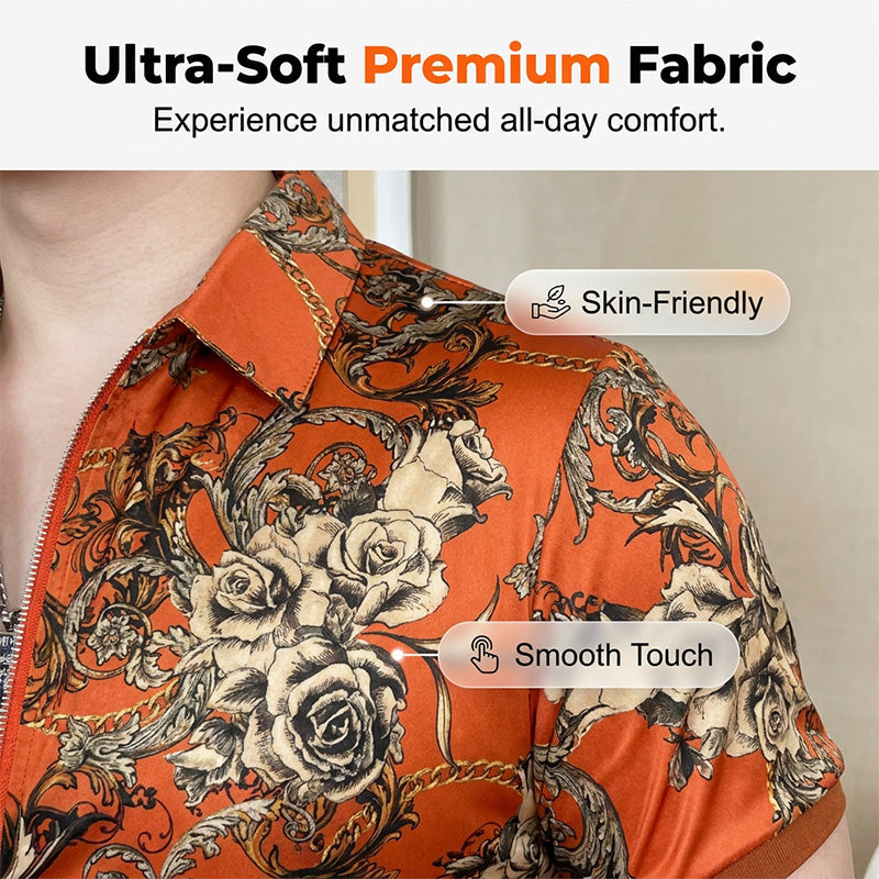 🧥 ¡OFERTA LIMITADA 50% DE DESCUENTO! 💥 Cárdigan con Cierre y Estampado Floral Vintage para Hombre – Ultra Suave, Cuello Estructurado, Versátil ✨
