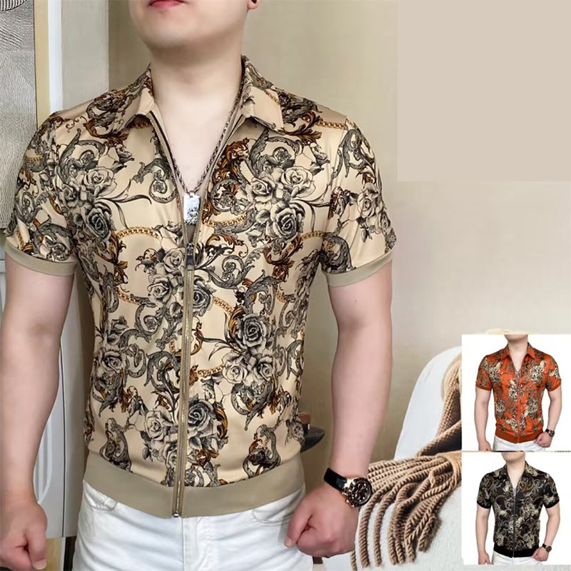 🧥 ¡OFERTA LIMITADA 50% DE DESCUENTO! 💥 Cárdigan con Cierre y Estampado Floral Vintage para Hombre – Ultra Suave, Cuello Estructurado, Versátil ✨