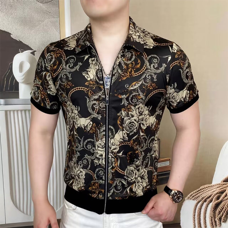 🧥 ¡OFERTA LIMITADA 50% DE DESCUENTO! 💥 Cárdigan con Cierre y Estampado Floral Vintage para Hombre – Ultra Suave, Cuello Estructurado, Versátil ✨