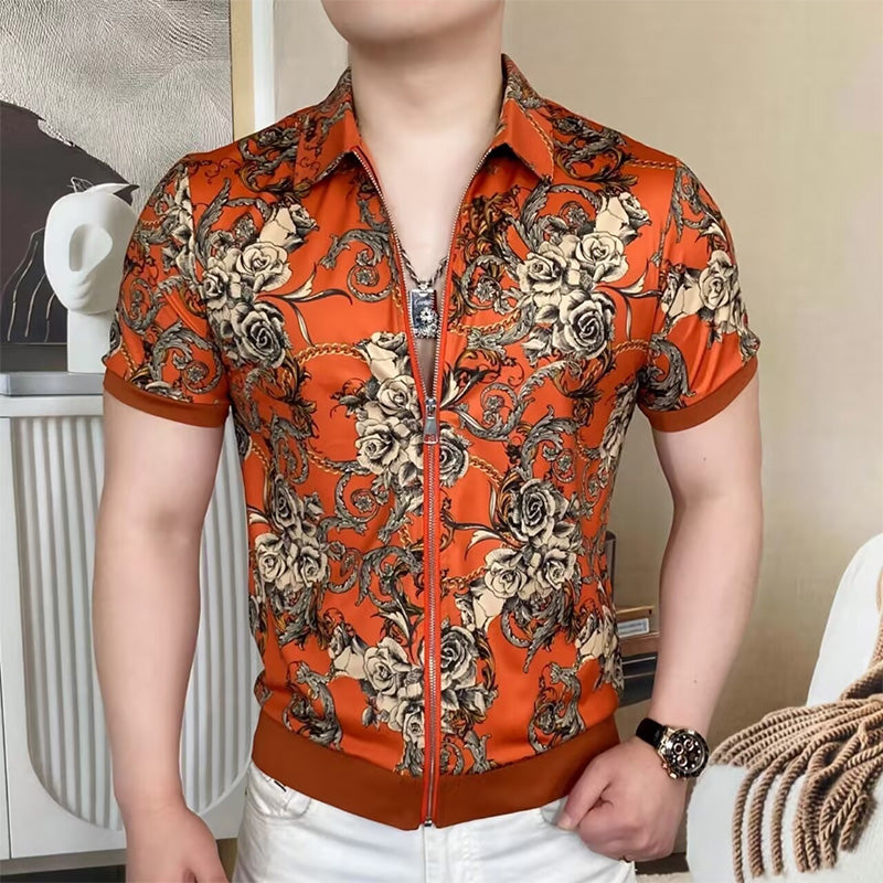 🧥 ¡OFERTA LIMITADA 50% DE DESCUENTO! 💥 Cárdigan con Cierre y Estampado Floral Vintage para Hombre – Ultra Suave, Cuello Estructurado, Versátil ✨