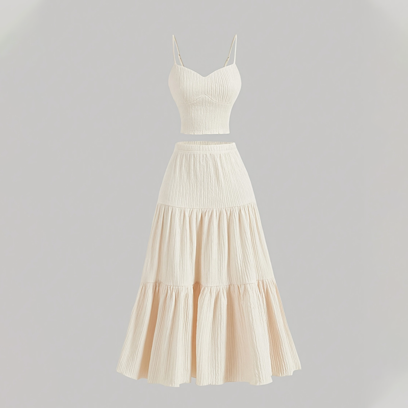 Falda de cintura alta de línea A y Cami Top Set