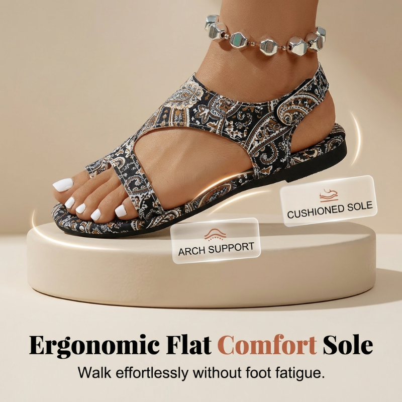 👡 LIMITED-TIME 50% OFF! 💥 Women's Ethnic Flat Slide Sandals – Toe-Ring, Breathable, Non-Slip ✨