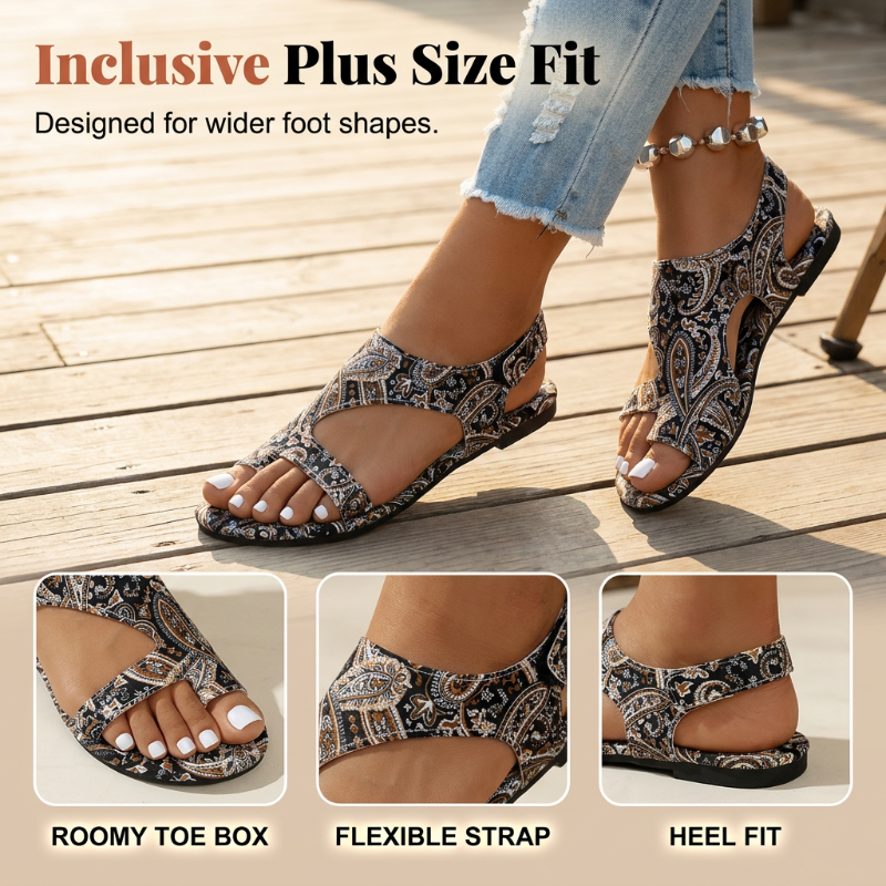 👡 LIMITED-TIME 50% OFF! 💥 Women's Ethnic Flat Slide Sandals – Toe-Ring, Breathable, Non-Slip ✨