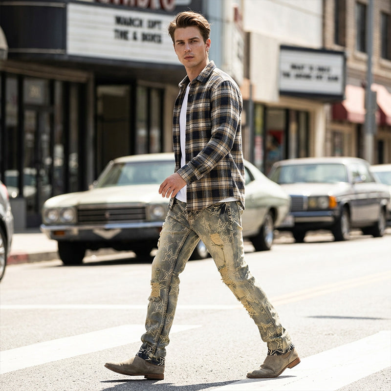 🏆¡ÚBLTIMO DÍA DE OFERTA 50% OFF!🔥 Jeans Ajustados con Detalles Rotos para Hombre
