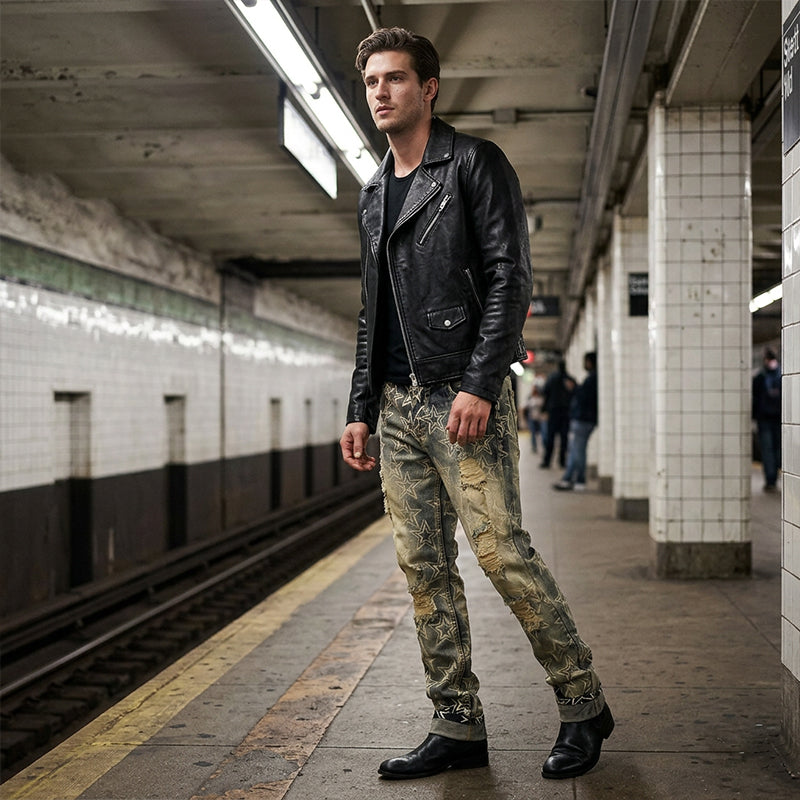 🏆¡ÚBLTIMO DÍA DE OFERTA 50% OFF!🔥 Jeans Ajustados con Detalles Rotos para Hombre