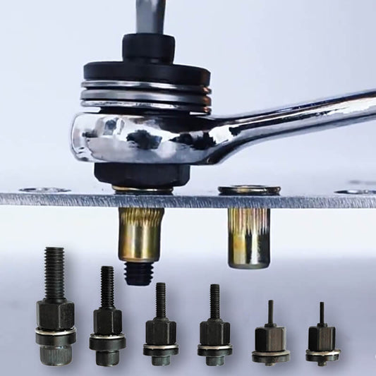 ⏳Oferta por Tiempo Limitado⏰Juego de Cabeza de Pistola de Remaches y Tapa de Tuerca | Herramienta de Fijación de Acero Resistente | Kit Portátil para Automotriz, Chapa Metálica y Uso Industrial