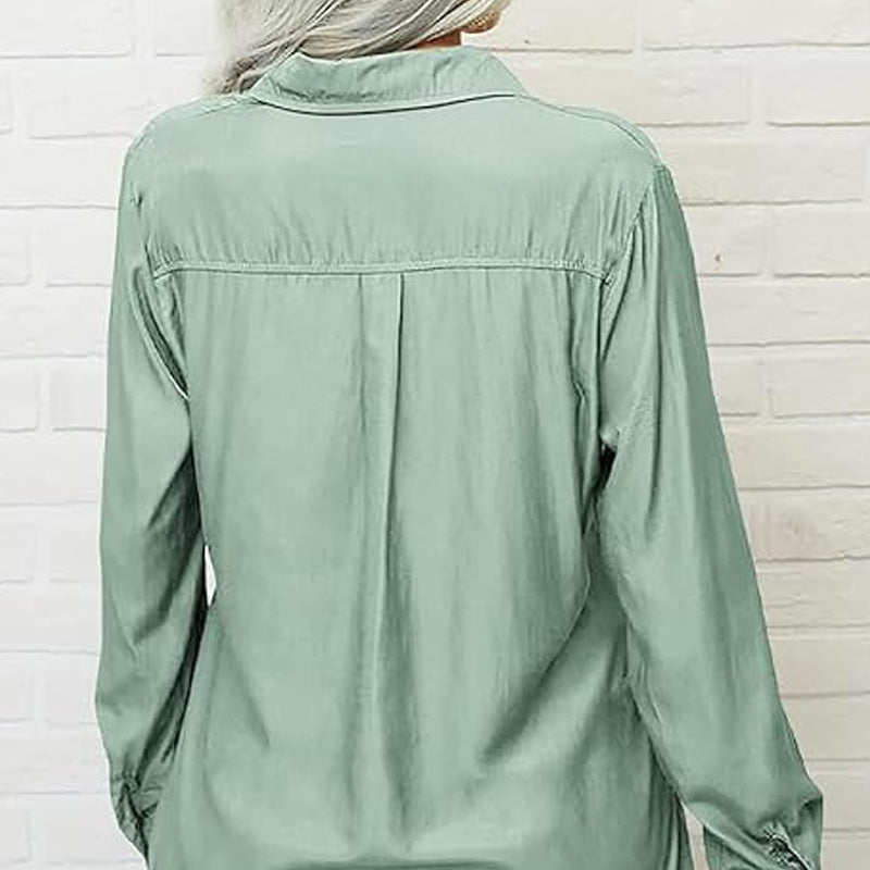 ⏳Limited-time 50% off⏰Women's Solid Lapel Long Sleeves Button-Down Shirt👔