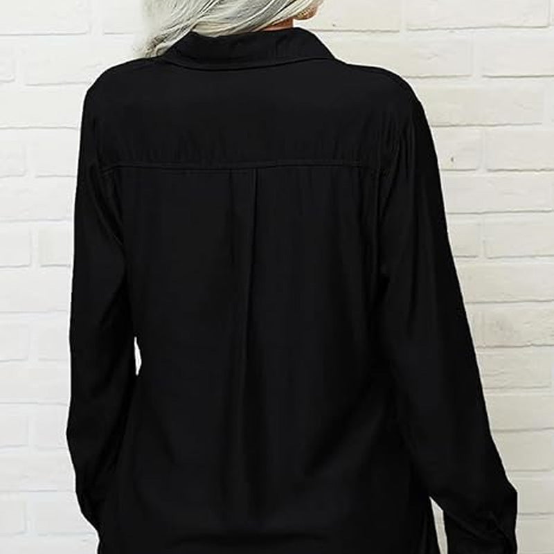 ⏳Limited-time 50% off⏰Women's Solid Lapel Long Sleeves Button-Down Shirt👔