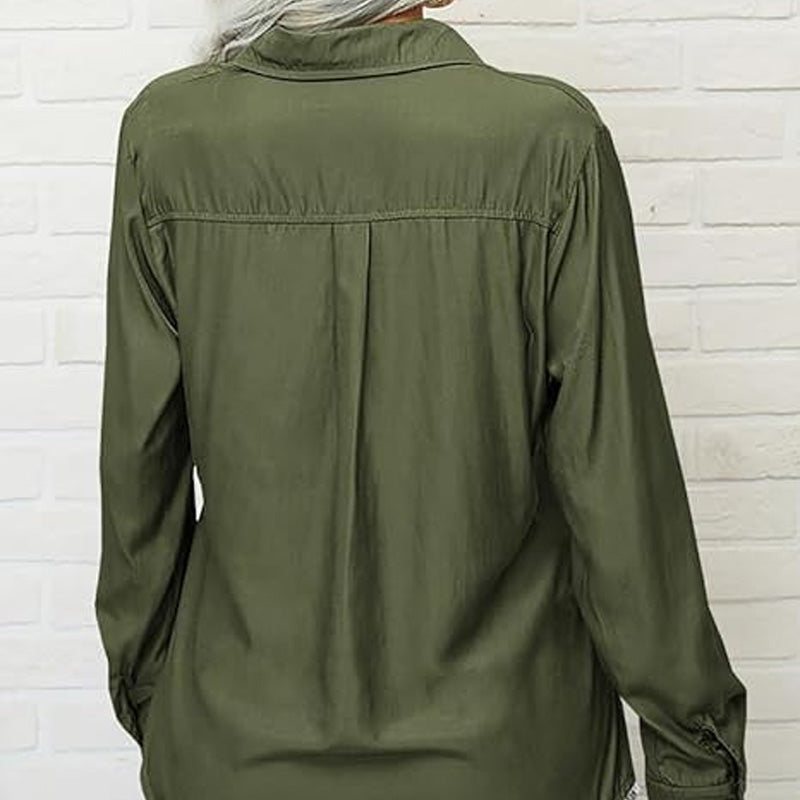 ⏳Limited-time 50% off⏰Women's Solid Lapel Long Sleeves Button-Down Shirt👔