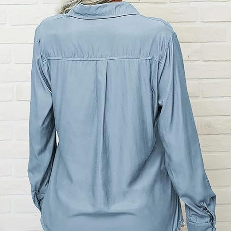 ⏳Limited-time 50% off⏰Women's Solid Lapel Long Sleeves Button-Down Shirt👔