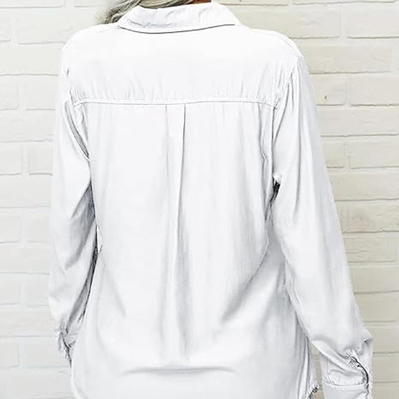⏳Limited-time 50% off⏰Women's Solid Lapel Long Sleeves Button-Down Shirt👔