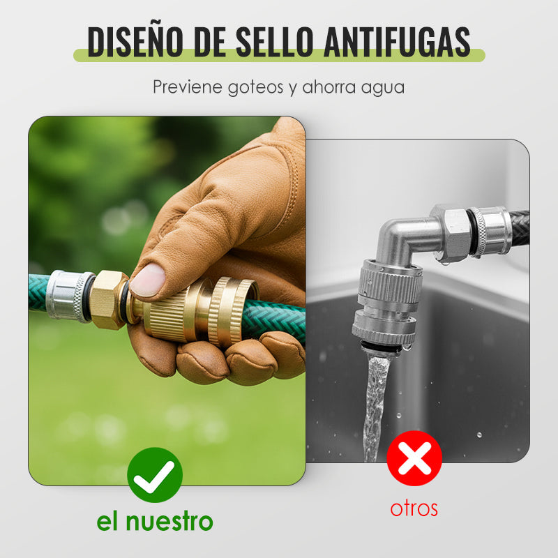 Juego de Conectores Rápidos de Latón Macizo 3/4" para Manguera de Jardín